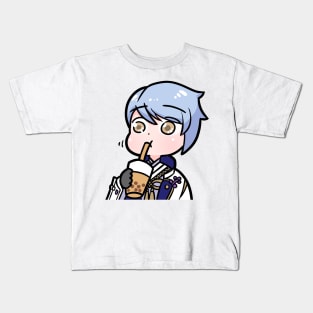 Genshin Impact Ayato boba chibi Kids T-Shirt